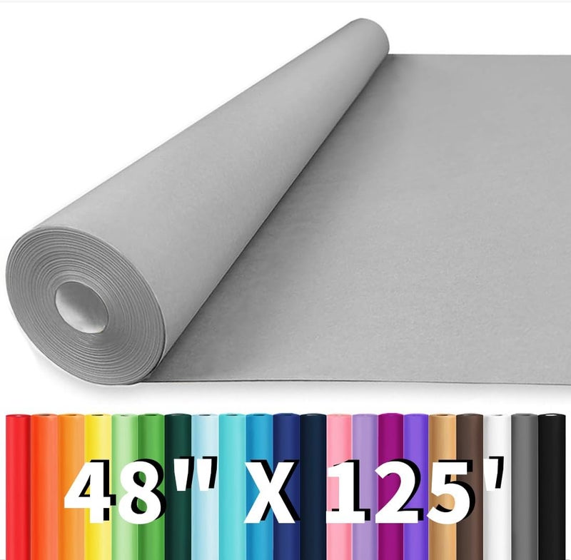 Vanhench 48"x1500"(125') Grey Wrapping Paper, Birthday Wrapping Paper, Solid Color Art Kraft Craft Paper for Gift Wrapping, Birthday, Bouquet Flower Crafts Packing Poster Bulletin Board Paper - Image 1